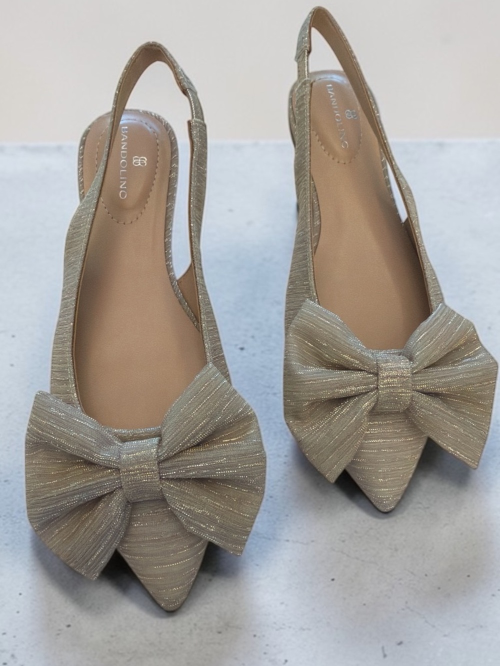 Bandolino Gold-Tone Bow Slingback Flats